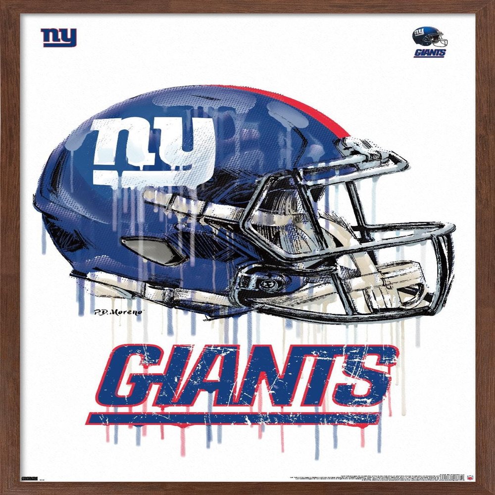 Trends International NFL New York Giants - Drip Helmet 20 Wall Poster, 22.375" x 34", Mahogany Framed Version