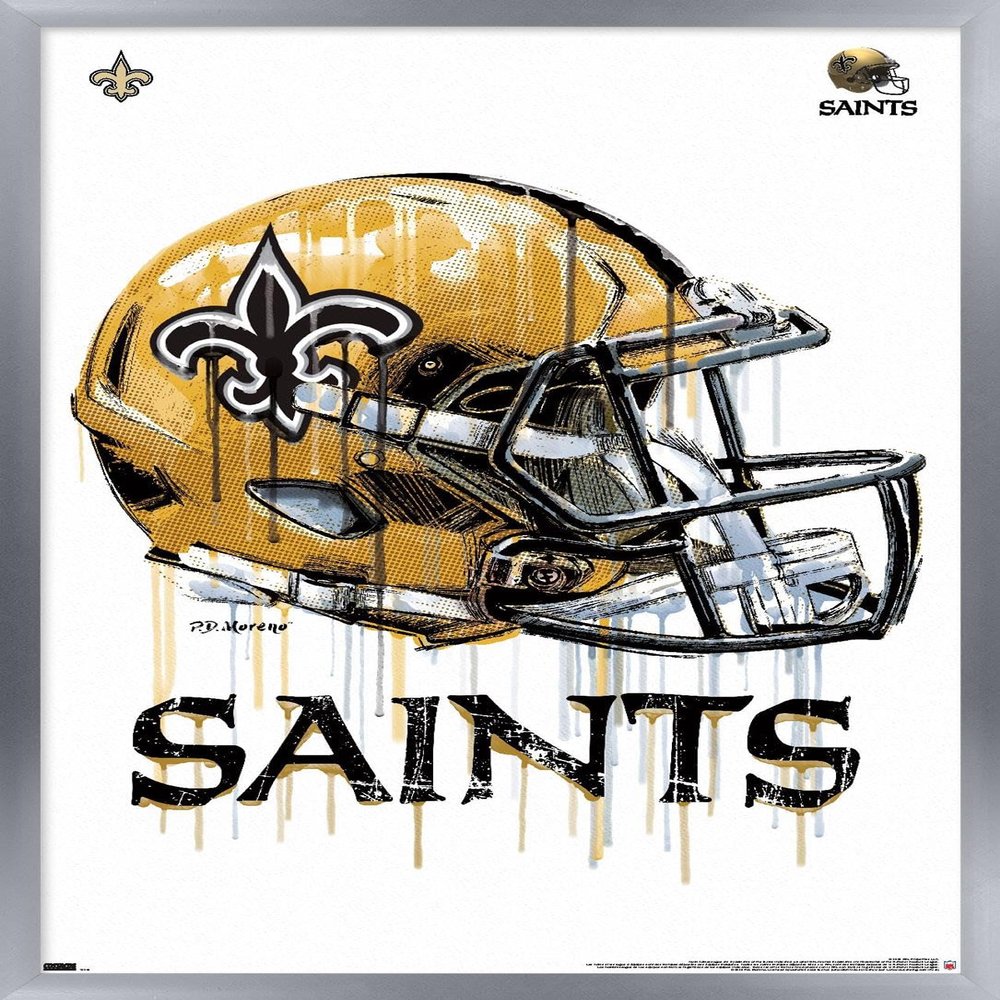 Trends International NFL New Orleans Saints - Drip Helmet 20 Wall Poster, 22.375" x 34", Silver Framed Version