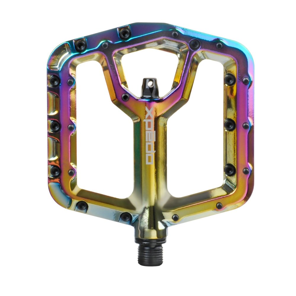 XPEDO Trident Flat Pedals | 6061 Forged Aluminum Body, Cromoly Spindle, Ultra-Thin 10mm Profile, 48 Grub Pins, 350g Pair  Ideal for MTB, Downhill, Dirt Jumping | Unicorn