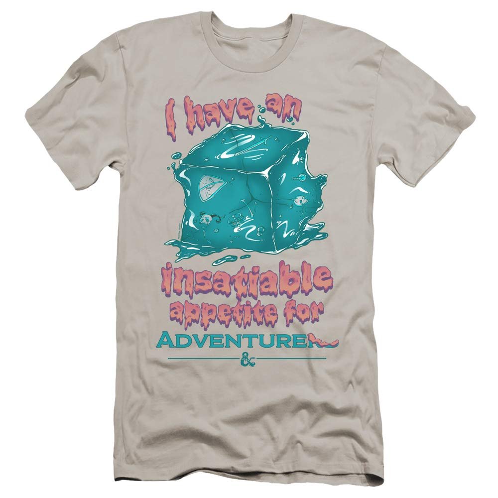 Dungeons & Dragons Insatiable Gelatinous Cube Unisex Adult Canvas Brand T Shirt for Men and Women, Silver, 2X-Large