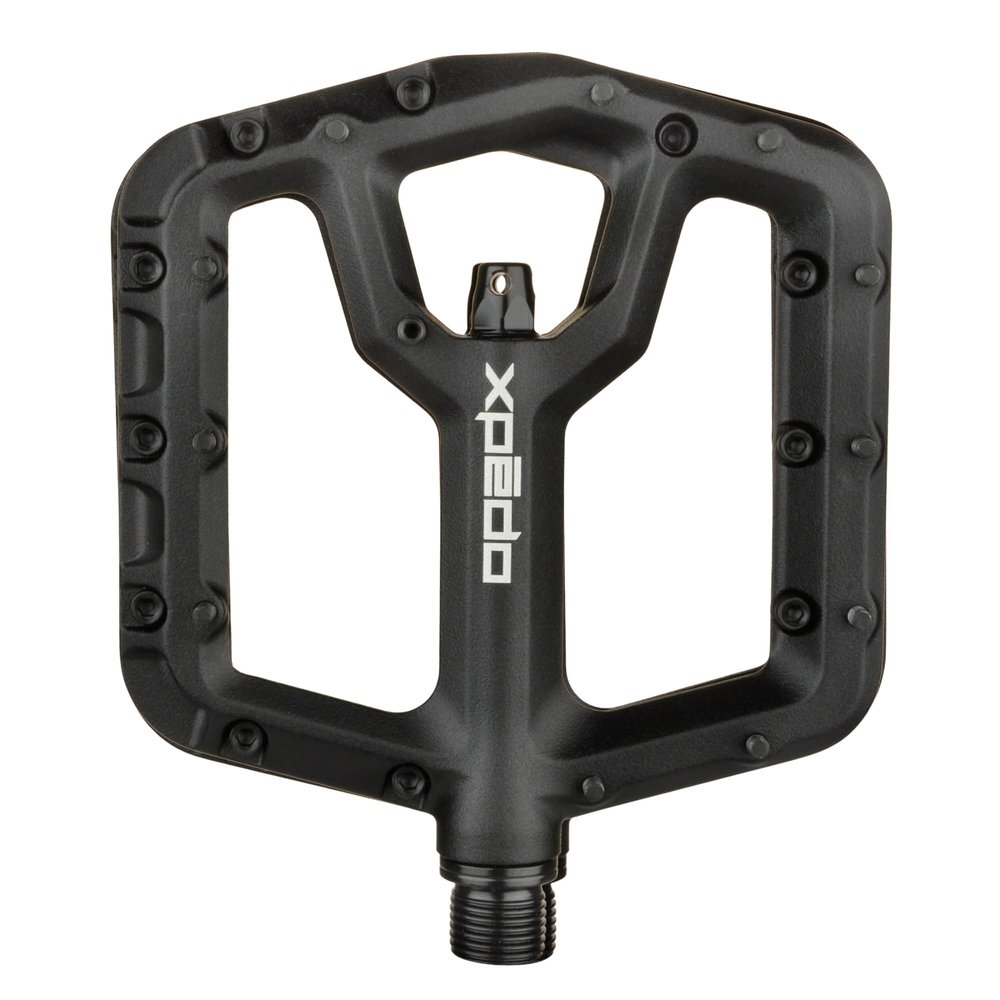 XPEDO Trident Flat Pedals | 6061 Forged Aluminum Body, Cromoly Spindle, Ultra-Thin 10mm Profile, 48 Grub Pins, 350g Pair Ideal for MTB, Downhill, Dirt Jumping | Black