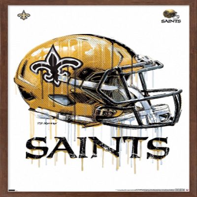 Trends International NFL New Orleans Saints - Drip Helmet 20 Wall Poster, 22.375" x 34", Mahogany Framed Version