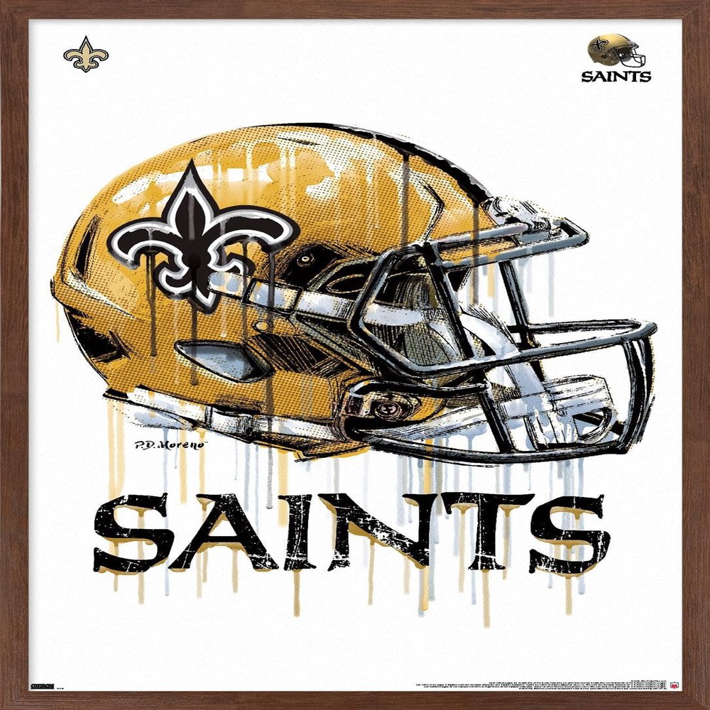 Trends International NFL New Orleans Saints - Drip Helmet 20 Wall Poster, 22.375" x 34", Mahogany Framed Version