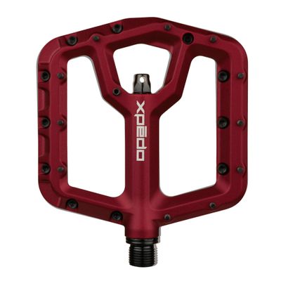 XPEDO Trident Flat Pedals | 6061 Forged Aluminum Body, Cromoly Spindle, Ultra-Thin 10mm Profile, 48 Grub Pins, 350g Pair Ideal for MTB, Downhill, Dirt Jumping | Red