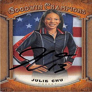 Autograph Warehouse 528286 Julie Chu Autographed Trading Card - Hockey USA Womens Legend 2014 Upper Deck Goodwin Champions No.75