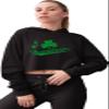 Go All Out Large Black Womens I Shamrock Shenanigans Clover St. Patricks Day Cropped Hooded Sweatshirt view 2