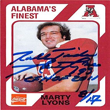 Autograph Warehouse 345132 Marty Lyons Autographed Football Card - Alabama Crimson Tide 1989 College Collection No.59 Inscribed Roll Tide CFHOF 2011