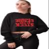 Medium Black Women Stuck In The Upside Down Cropped Hooded Sweatshirt view 1