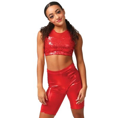 Alexandra Collection Kids Sequin Mesh Sweetheart Bra Red