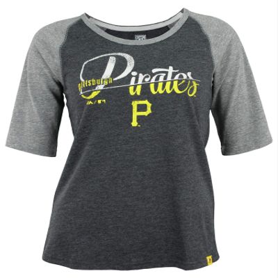 MLB Youth Girls Pittsburgh Pirates Old Fashionished Vintage Raglan Tee, Large