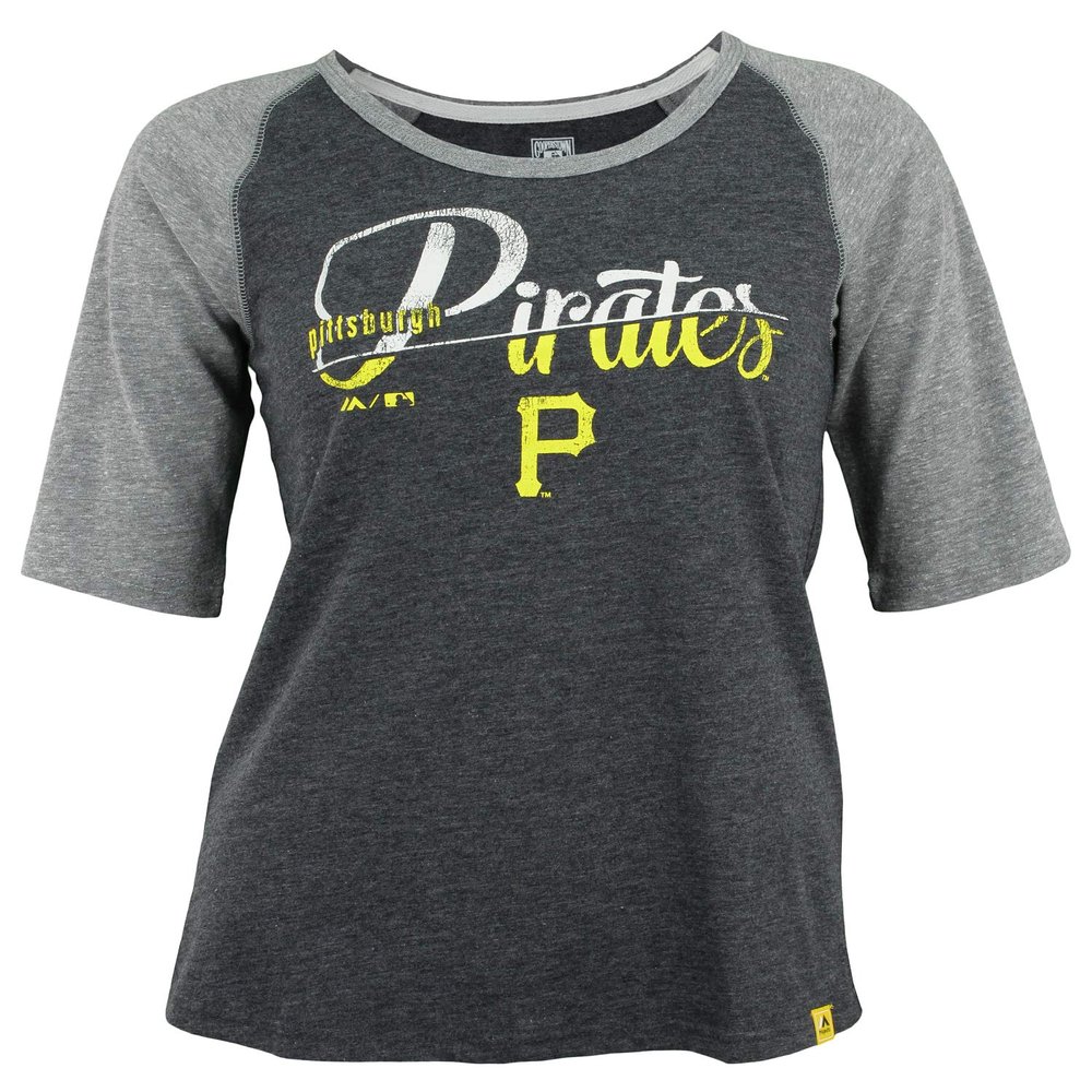 MLB Youth Girls Pittsburgh Pirates Old Fashionished Vintage Raglan Tee, Large
