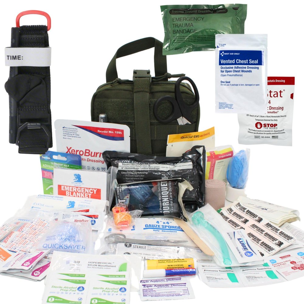 Luminary Advanced IFAK Stocked MOLLE Rip-Away Trauma Hemorrhage Control First Aid Kit with Headrest Mount Quick Release Panel Emergency Pack (Olive Drab)