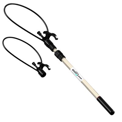 Boat Loop Extendable White Fiberglass Boat Pole with Flexible Std & XL Loops & Quick-Lock System - Selectable Pole Length with Rubber Guard for Docks - Marine Rope Hook & Line Handling Tool