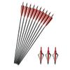 MILAEM 12 Pack 30 inch Carbon Arrow Shaft Spine 500 Carbon Practice Hunting Arrow Fletched 5 Inch Turkey Feather with Removable Tips (Arrow and broadheads) view 1