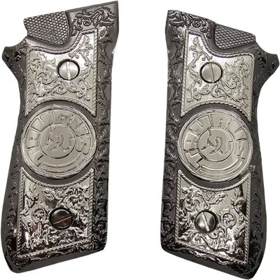 Custom Grips for Taurus PT-99 PT-92 PT-100 PT-101 Metal Black Nickel PT Grips Screws