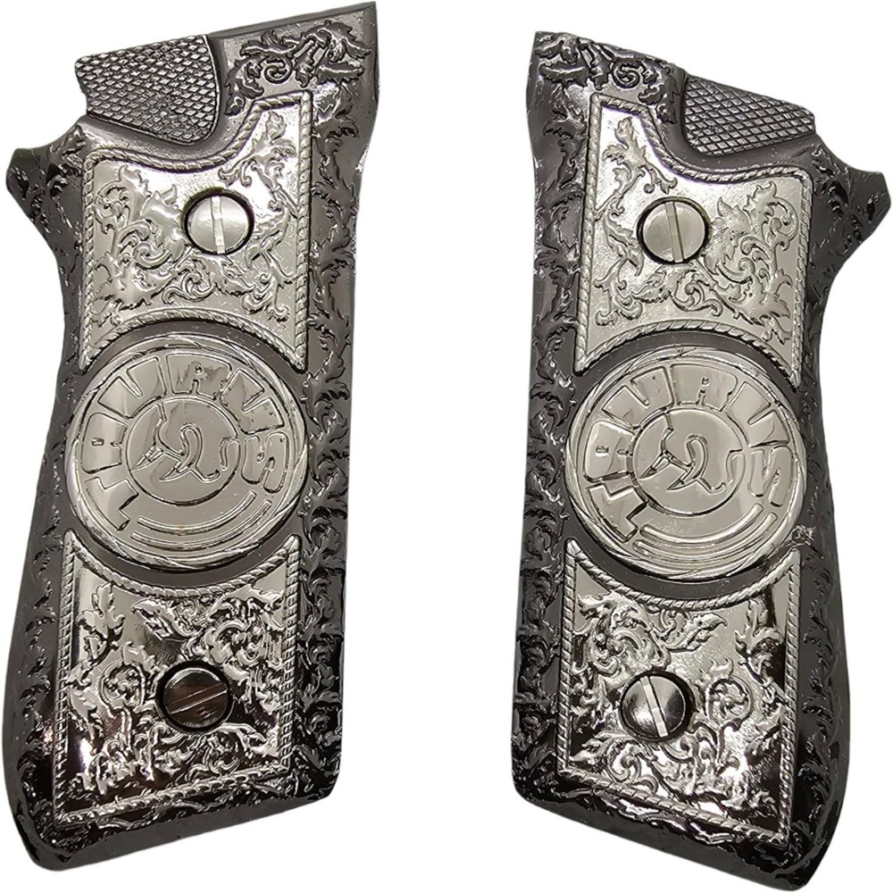 Custom Grips for Taurus PT-99 PT-92 PT-100 PT-101 Metal Black Nickel PT Grips Screws