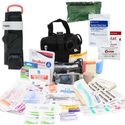 Luminary Advanced IFAK Stocked MOLLE Rip-Away Trauma Hemorrhage Control First Aid Kit with Headrest Mount Quick Release Panel Emergency Pack (Tactical Black)