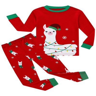 Christmas Llama Ugly Little Boys Girls Long Sleeve Pajamas Cotton Red Xmas Jammies Toddler Size 3T