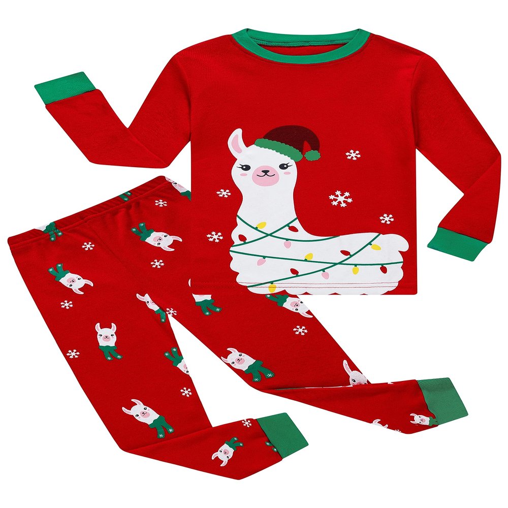 Christmas Llama Ugly Little Boys Girls Long Sleeve Pajamas Cotton Red Xmas Jammies Toddler Size 3T