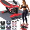 Nordic Lifting Mini Stepper & Stair Climber  Red  Compact Fitness Stepper w/Resistance Bands, LCD Monitor, 330LB Weight Limit  Home Leg & Thigh Workout Machine view 1