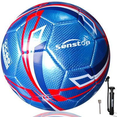 Senston Soccer Ball with Pump Size 5 - Durable Waterproof Football for Indoor/Outdoor Training, Includes Hand Pump & Needle