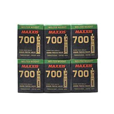 Maxxis Welter Weight 700x23-32C 80mm Bike Inner Tube Presta FV, 6 Pack, STB2214-6