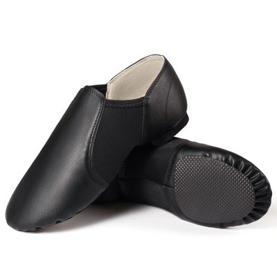 Dynadans PU Leather Jazz Shoe Slip On Dance Shoes with Arch Insert for Girls and Boys (Toddler/Little Kid/Big Kid)-Black-9.5M-Toddler