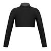 Alvivi Kids Big Girls Ballet Dance Sport Outfits Long Sleeve Turtle Neck Crop Top Shirt with Booty Shorts Gym Leotard Black 8 view 2
