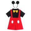 IBTOM CASTLE Gentleman First Birthday Cake Smash Photo Prop Outfits for Baby Boys Romper+Bow Tie+Overalls Bib Pants Ears Headband Baby Shower Red+Balck 0-6 Months view 1