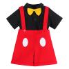 IBTOM CASTLE Gentleman First Birthday Cake Smash Photo Prop Outfits for Baby Boys Romper+Bow Tie+Overalls Bib Pants Ears Headband Baby Shower Red+Balck 0-6 Months view 3
