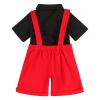 IBTOM CASTLE Gentleman First Birthday Cake Smash Photo Prop Outfits for Baby Boys Romper+Bow Tie+Overalls Bib Pants Ears Headband Baby Shower Red+Balck 0-6 Months view 4