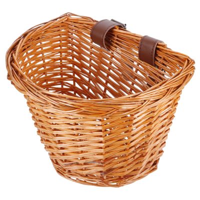 HITECHLIFE Handlebar Bike Basket, Kid Front Handlebar Wicker Bike Basket, Children D-Shape Basket with Leather Straps for Kids Children Gift, Arts and Crafts, Bicycle Accessory