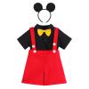 First Birthday Cake Smash Photo Prop Outfits for Baby Boys Romper+Bow Tie+Suspenders Overalls Bib Pants Shorts Ears Headband Halloween Baby Shower Clothing Set Red+Balck-Buttons 12-18 Months view 1