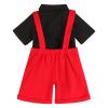 First Birthday Cake Smash Photo Prop Outfits for Baby Boys Romper+Bow Tie+Suspenders Overalls Bib Pants Shorts Ears Headband Halloween Baby Shower Clothing Set Red+Balck-Buttons 12-18 Months view 3
