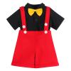 First Birthday Cake Smash Photo Prop Outfits for Baby Boys Romper+Bow Tie+Suspenders Overalls Bib Pants Shorts Ears Headband Halloween Baby Shower Clothing Set Red+Balck-Buttons 12-18 Months view 4