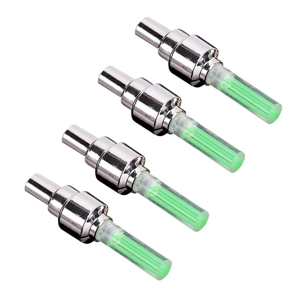 4 Pcs LED Bike Wheel Light Bike Wheel Tire Valve Cap Flashlight Lamp LED Valve Cap Light for Car (Green)