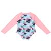 Hansber Girls One Piece Swimwear Rash Guard Long Sleeves Palm Printed Sun Protection Swimsuit Swimming Costume Pink 4 view 2