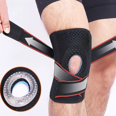 Fay Bless 1 Piece Adjustable Compression Knee Support Brace for Men Women with Elastic Strap for Running, Hiking, Arthritis, ACL, Meniscus Tear, Sports (Orange)