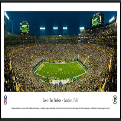 Green Bay Packers, Night Game - 40.25x13.75-inch Panoramic Standard Framed Picture