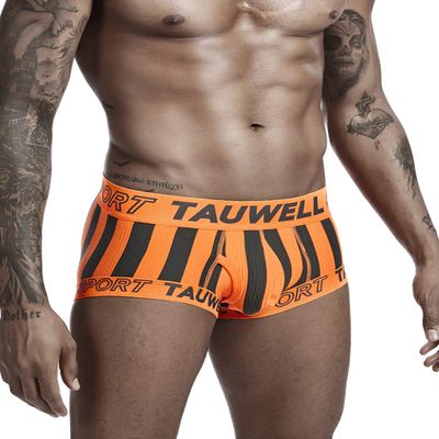 TAUWELL Mens Low Rise Stripe Trunks Boxer Briefs Underwear (0202 Orange, XX-Large)