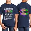 Custom T Shirt Youth Girl Boy Add Your Text Image Photo 2 Sided Personalized Kids T Shirt Navy view 3