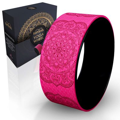 FitMesh Yoga Wheel for Back Pain - Strong and Durable Mandala Printed Foam Roller for Physical Therapy & Exercise, Deep Tissue Massage, Spine and Body Stretch, Muscle Strength and Flexibility