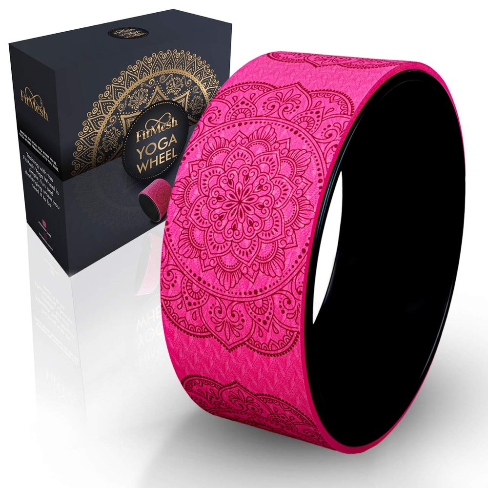 FitMesh Yoga Wheel for Back Pain - Strong and Durable Mandala Printed Foam Roller for Physical Therapy & Exercise, Deep Tissue Massage, Spine and Body Stretch, Muscle Strength and Flexibility