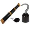 Costume Set Pirate Hook with Eye Patch & Telescope Black view 1