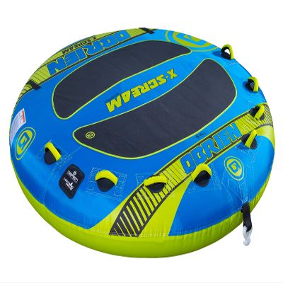 OBrien X-Scream Towable Tube 4 Rider Inflatable Boat Tube for Water Sports, Durable Nylon Cover, Quick Connect Tow Hook, 96 Round Design