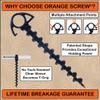 Orange Screw Ultimate Ground Anchors: Heavy Duty Screw-in Tent Stakes for High Wind, Sand, Canopies, and Camping - Made in USA, 100% Recycled, Included T-Grip Tool - (Small, 4 Pack, Black) view 2