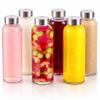 Brieftons Borosilicate Glass Water Bottles 18 Oz, 6 Pack, Dishwasher Safe, Leakproof Stainless Steel Lids, Clear Glass Bottles with Lids for Juice, Smoothies, Kombucha, Reusable Beverage Containers view 1