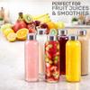Brieftons Borosilicate Glass Water Bottles 18 Oz, 6 Pack, Dishwasher Safe, Leakproof Stainless Steel Lids, Clear Glass Bottles with Lids for Juice, Smoothies, Kombucha, Reusable Beverage Containers view 4