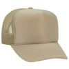 Ashen Fane Polyester Foam Front 5 Panel High Crown Mesh Back Trucker Hat, Khaki view 1