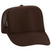Ashen Fane Polyester Foam Front 5 Panel High Crown Mesh Back Trucker Hat, Brown view 1